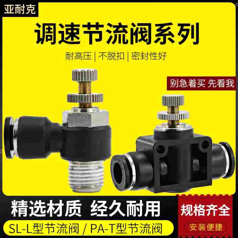 节流阀气动可调sl4-m5/8-02/6-01气缸调速管道调节阀气管快速接头