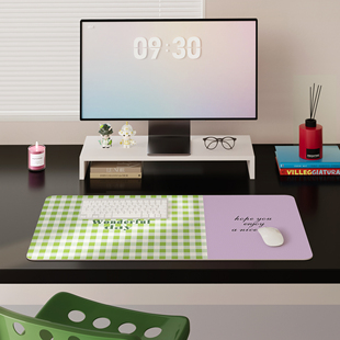 糖豆格子超大鼠标垫电脑桌垫办公室键盘桌垫宿舍学习写字台书桌垫