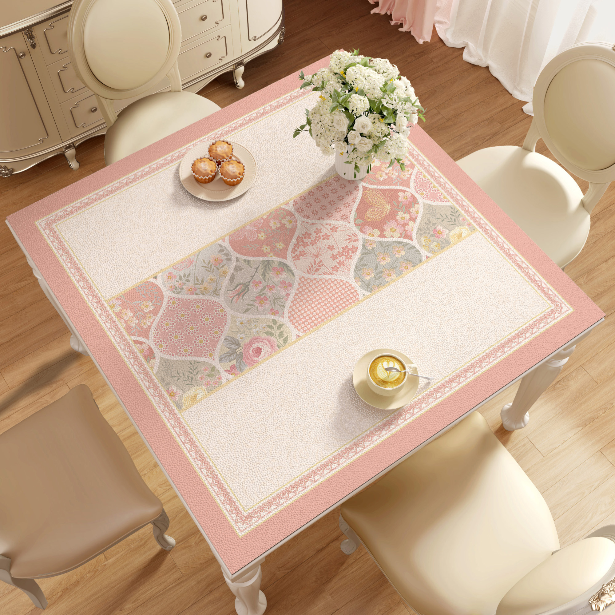 美式桌垫防水防油免洗防烫正方形餐桌垫高级感小方桌茶几保护桌垫