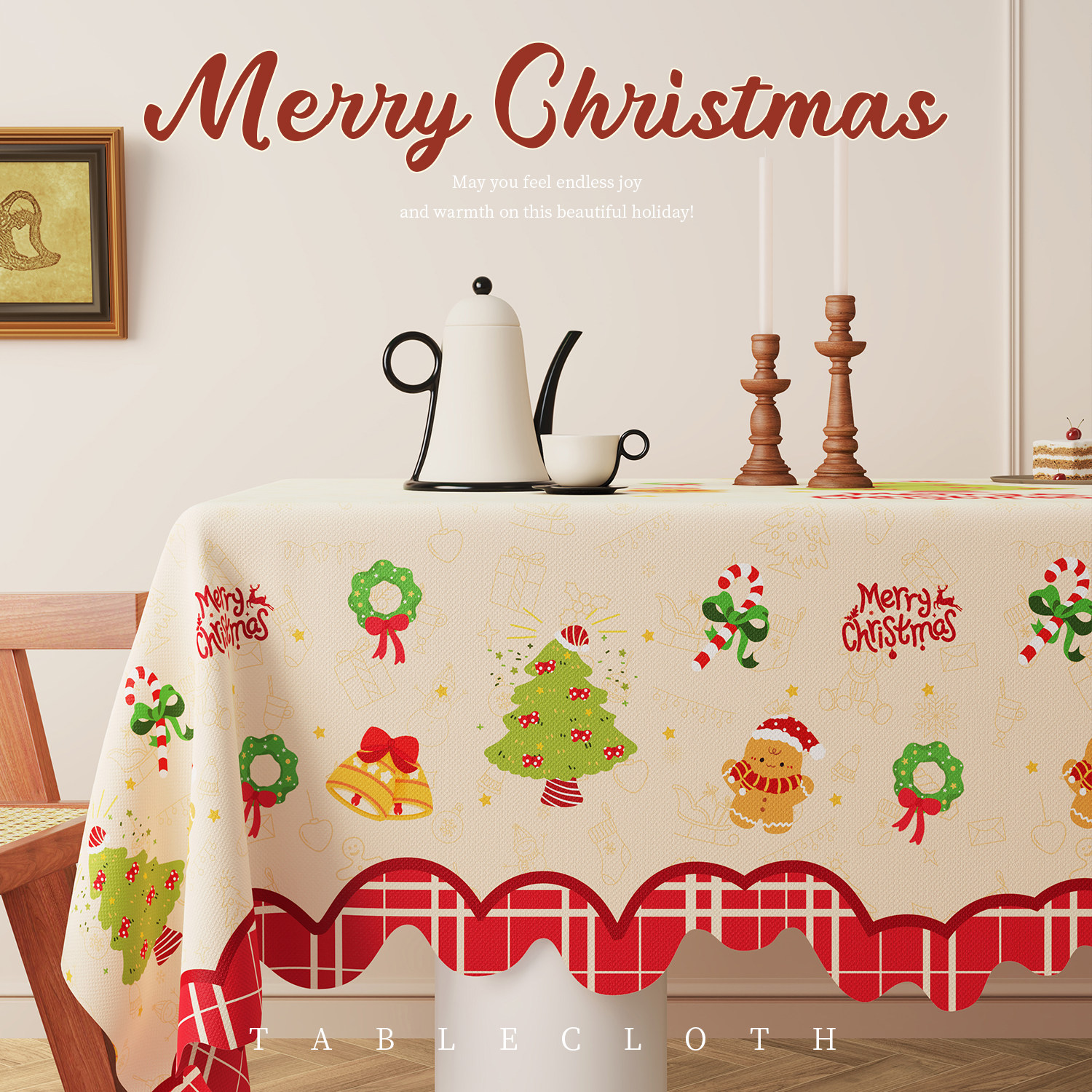 新年圣诞桌布防水防油免洗氛围感主题桌面布置装饰布红色餐桌桌布,居家布艺,桌布,淘宝优惠券,粉丝福利购,淘宝优惠卷
