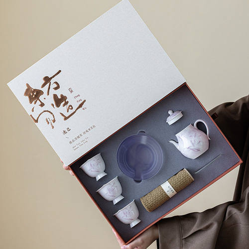 手绘茶具套装家用档陶瓷功夫温茶炉茶具礼盒装礼品伴手礼品女士