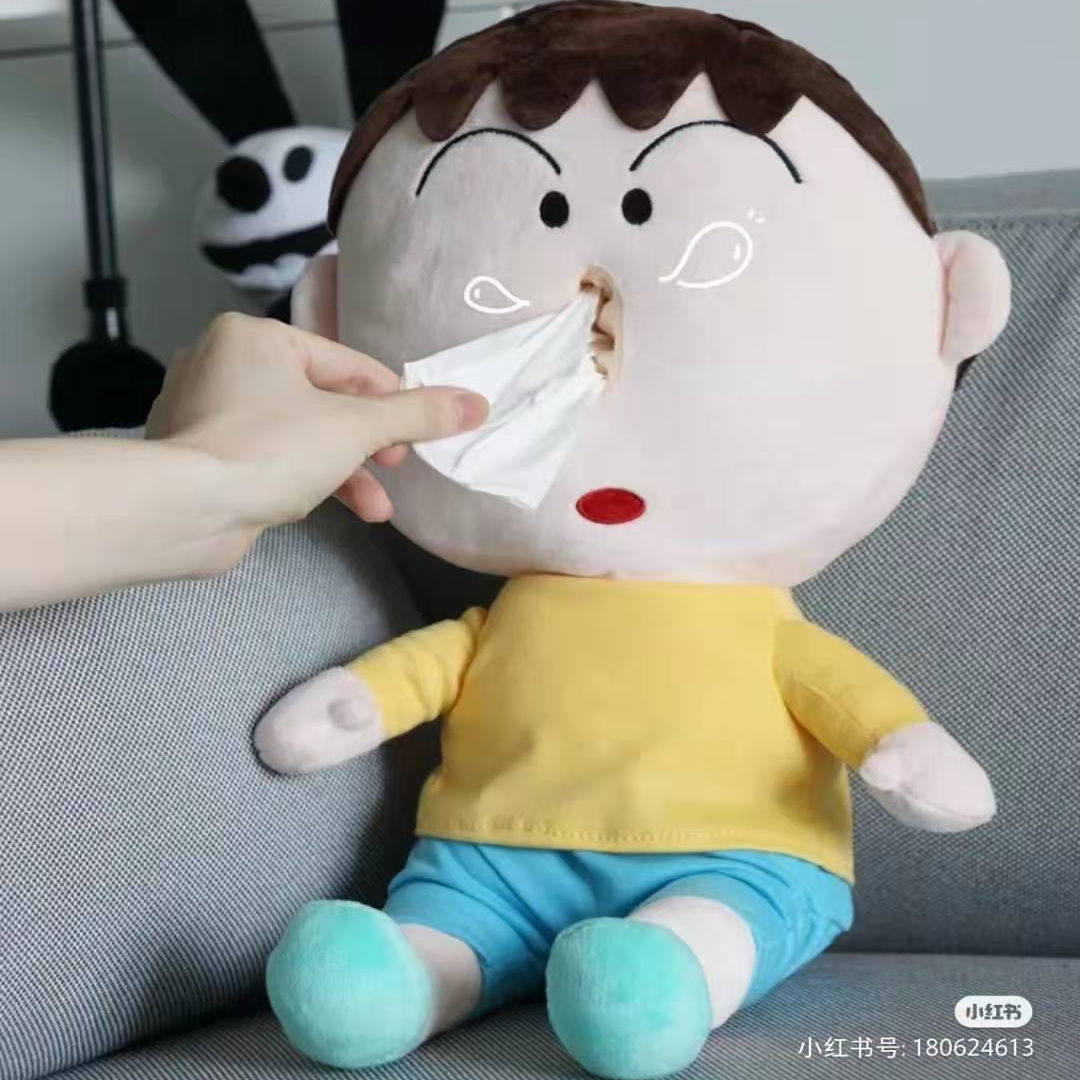 蜡笔小新阿呆抽纸盒娃娃流鼻涕布偶纸巾盒车用车载毛绒玩具公仔