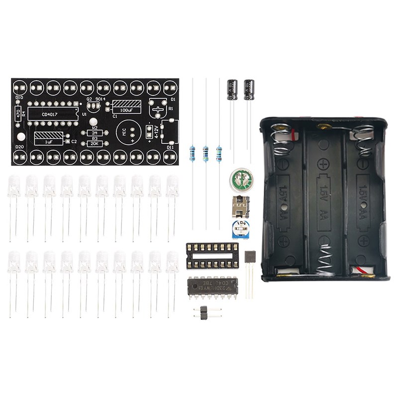 双排声控流水灯套件CD4017LED彩灯控制教学实训趣味制作TJ-56-645