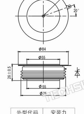 TECHSEM Y55KAD KA1000A KA1200A 1400V湖北台基高频晶闸管可控硅