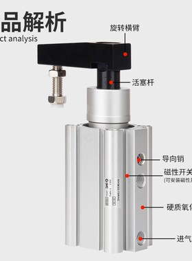 SMC型回转下压夹紧气缸MKB32/40/50/63-10R/20R/50R/10L/20L/50LN
