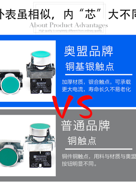 XB2-BA31C BA31C 平头绿色按钮 启动按钮 开关合金铜件银点
