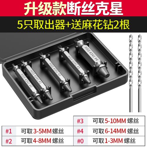 取螺丝工具套装断丝滑丝打滑脱扣取丝器丝锥反丝断头螺丝取出神器