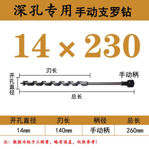 手拧支罗钻头木工手动钻头打孔扩孔器户外神器加长麻花钻头门锁孔
