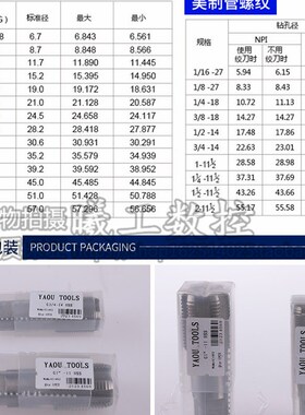 管螺纹机用丝攻/丝锥G5/8G3/4ZG3/4RC3/4Z/NPT3/4锥管水管6分DN20