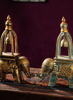 泰式餐厅办公室实木大象摆件结婚礼物工艺L品客厅玄关酒柜乔迁装