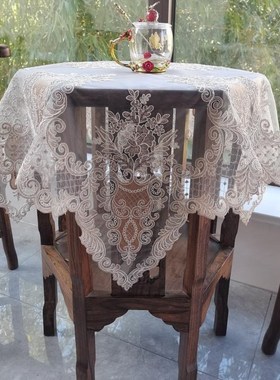 9WOR新款欧式蕾丝p绣花圆桌白色正方形桌布空调防尘盖巾电视防尘
