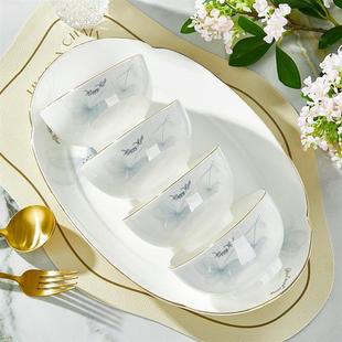 陶瓷碗家用新款2024米饭碗盘套装简约轻奢餐具微波炉专用碗碟套装