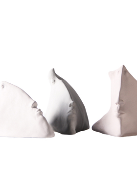 创意抽象陶瓷人像人脸摆件北欧现代简约客厅N玄关书房书桌软装饰