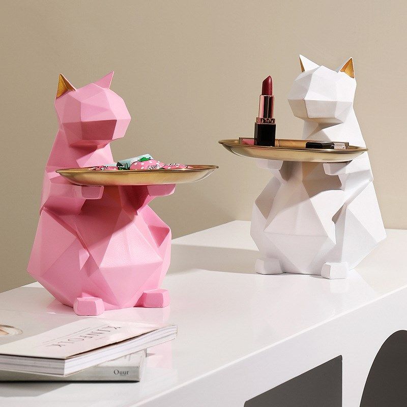 北欧创意猫托盘摆件钥匙收纳客厅桌面入户玄关家S居装饰品乔迁礼,家居饰品,装饰摆件,淘宝优惠券,粉丝福利购,淘宝优惠卷