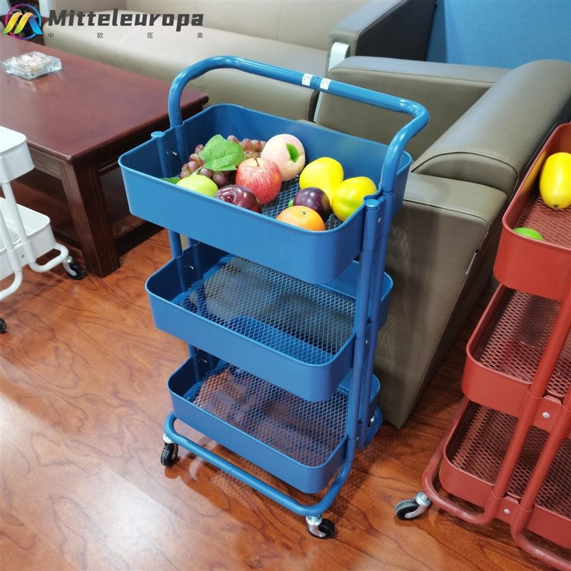 拉斯克手推d车厨房置物架带轮移动落地收纳架子美容小推车工具车