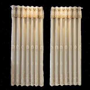 粉色欧式客厅窗帘双层带纱定制定B做女生卧室高级感遮光2024新款