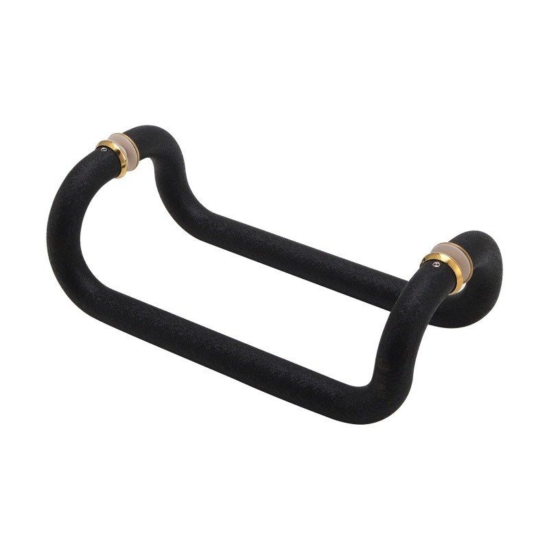 不锈钢圆管四弯拉手钛金玫瑰金黑色淋浴房玻璃门有框.门双弯把手