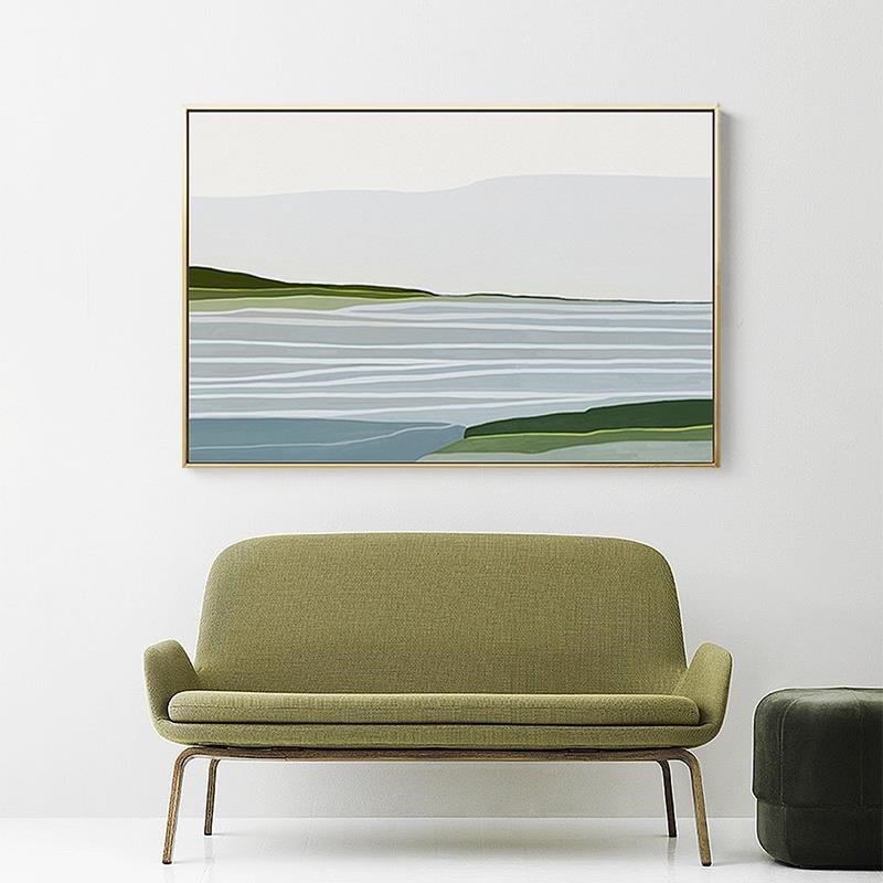 定做代简背床客厅k沙发景装饰画抽现象挂画卧室约头壁画墙风景画