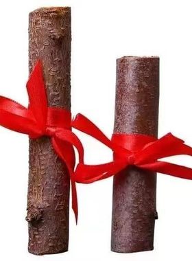 天然桃木装饰摆件简约现代家居工艺品乔迁送礼红色蝴蝶结装饰