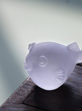 琉璃 嘟嘟鱼 接吻鱼茶宠 w茶席茶桌 桌面室内装饰送礼摆件工艺品