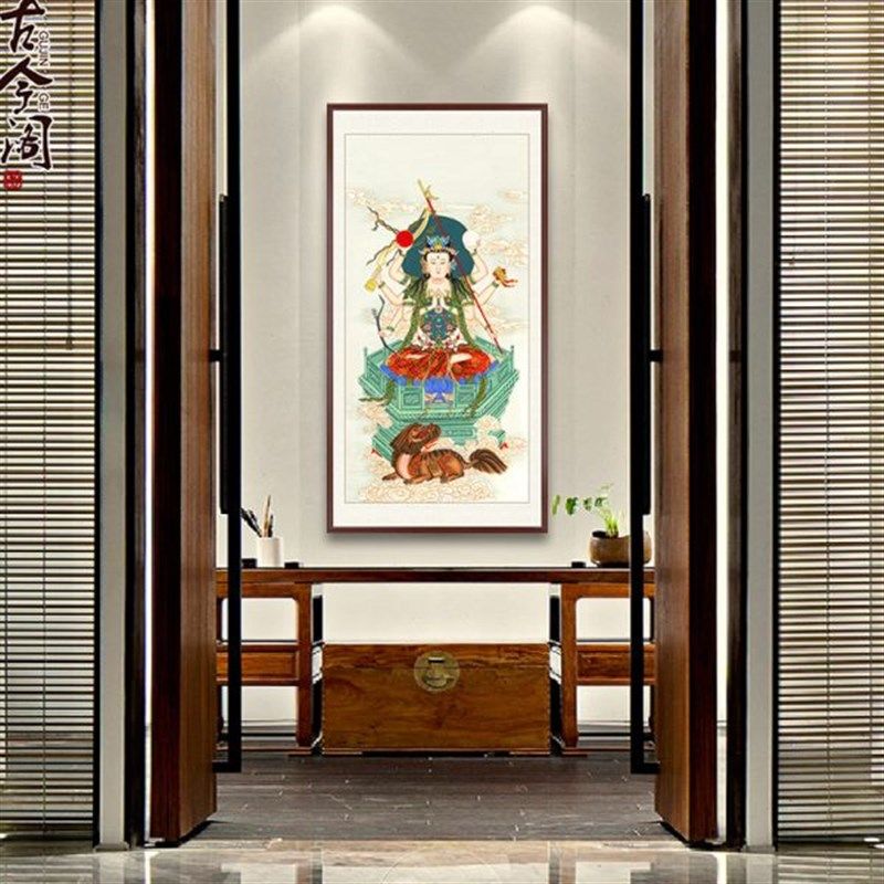 纯手绘工笔道家m道观斗姆元君斗母斗姥画像挂画卷轴挂轴装饰画玄,家居饰品,国画,淘宝优惠券,粉丝福利购,淘宝优惠卷