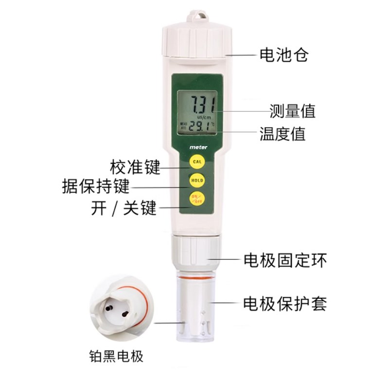 笔式ph计电g导率仪便携式tds水质检测酸碱度盐度计家用ec计测试仪