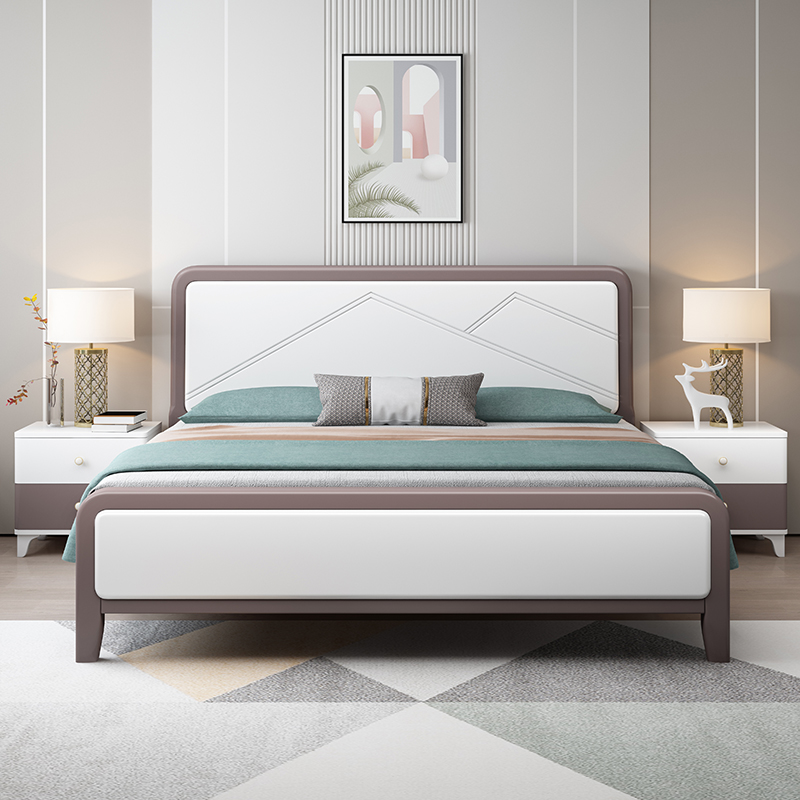 天坛家具现代简约全实木床纯实木白色烤漆1.8米双人床1.5主卧高箱