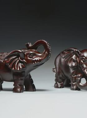 黑檀木大象雕刻摆件红木家居办公室木头象装O饰工艺品开业新居送