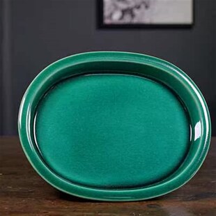 精品花盆浅盆陶j瓷冰裂釉大口浅底花盆椭圆形无孔托盘假山造景盆