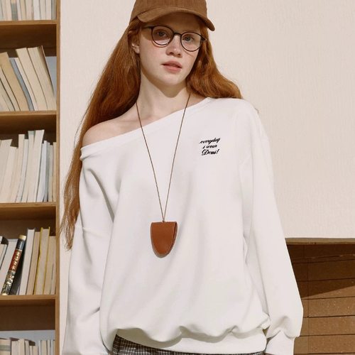 demi et demi【赵露思同款/董璇】刺绣单肩卫衣