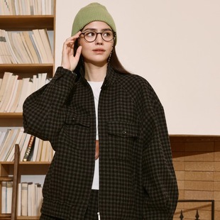 demi et demi【沈月同款】双色格纹灯芯绒宽松夹棉夹克外套短裤