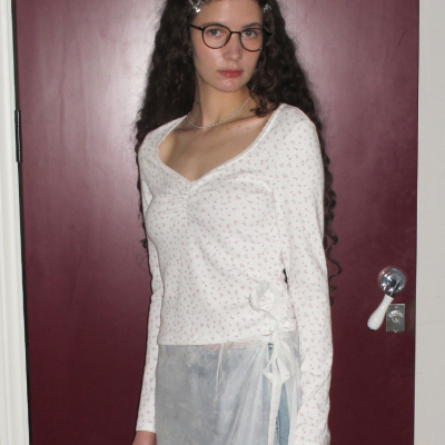 demi et demi【徐若晗同款】小碎花蕾丝花边长袖上衣