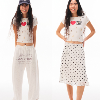 demi et demi×ROSYDOEDIAN赵露思联名萌宠满印短袖T恤