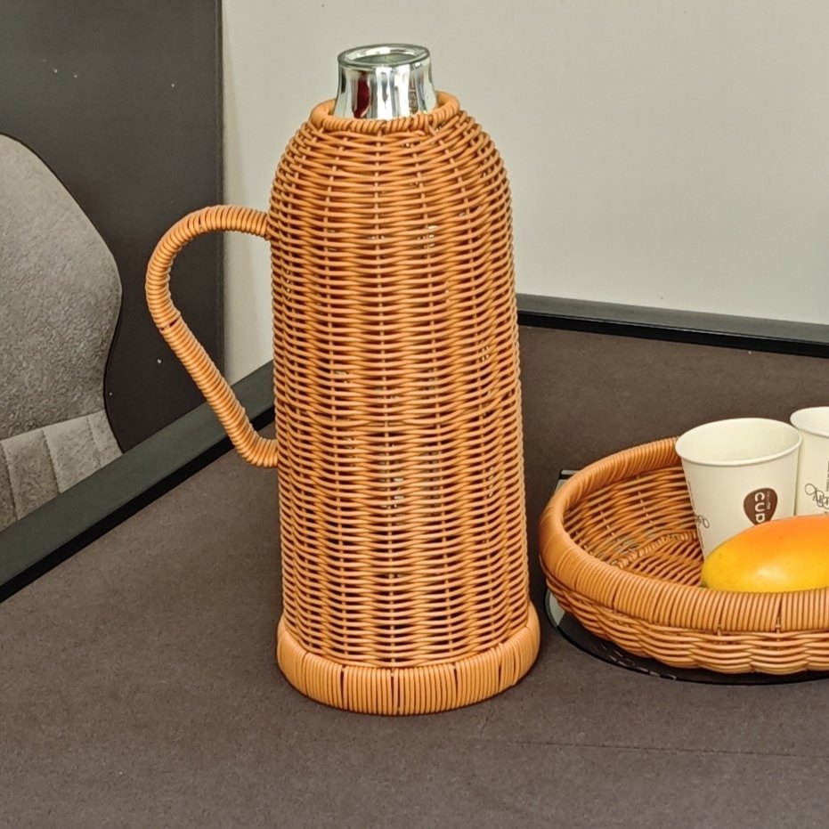 仿藤编保温壶手工编织保温水瓶内胆水壶学生宿舍水壶酒店餐厅茶水