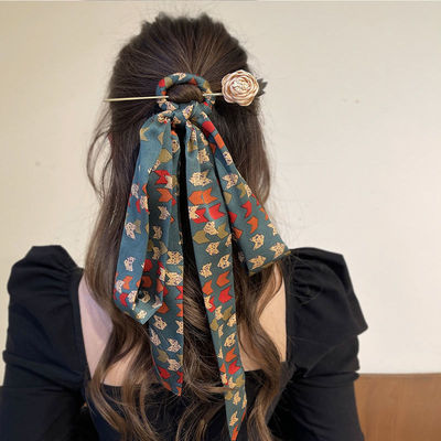 千字文发簪飘带绑发带后压简约古风女蝴蝶结现代汉服头饰盘发