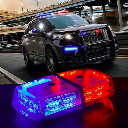 超亮LED警示灯强磁车顶灯红蓝爆闪灯12v/24v救援灯应急开道闪光灯