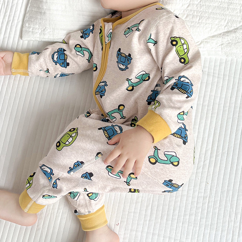 儿童无骨睡袋宝宝纯棉连体衣男童春秋防踢被婴儿分腿女童四季睡衣