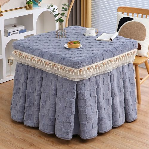 网红正方形加厚烤火罩麻将桌电炉罩冬季四方桌烤火桌套桌布奶油风