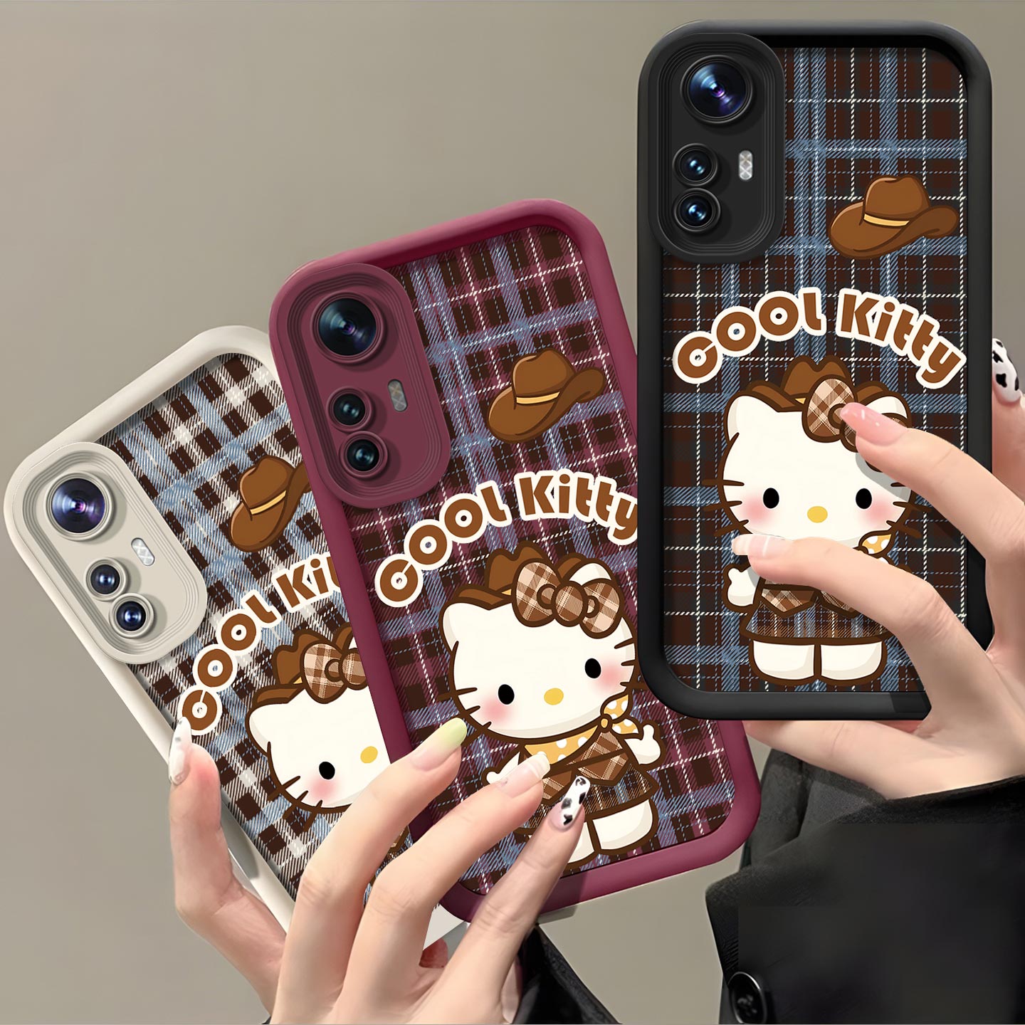 格纹KT猫适用于小米12S手机壳小米12SPro全包式12气囊加厚防摔硅胶软壳高颜值保护套磨砂可爱创意新款手机套