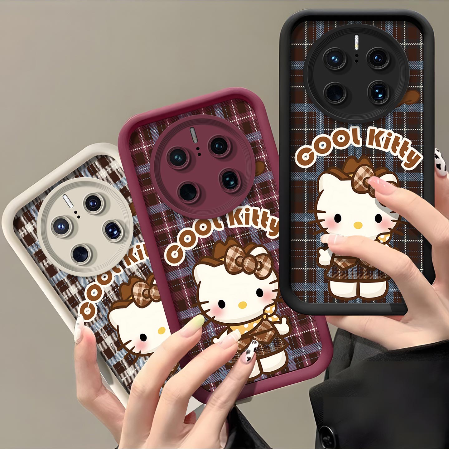 格纹KT猫适用于华为鼎桥TD M50手机壳mate50全包式气囊加厚防摔硅胶软壳高颜值保护套磨砂可爱创意新款手机套