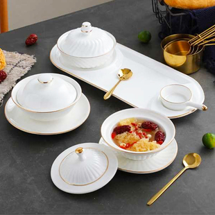 燕窝碗精致高级甜品宫廷欧式鱼翅鱼胶蒸蛋陶瓷美容院下午茶糖水碗