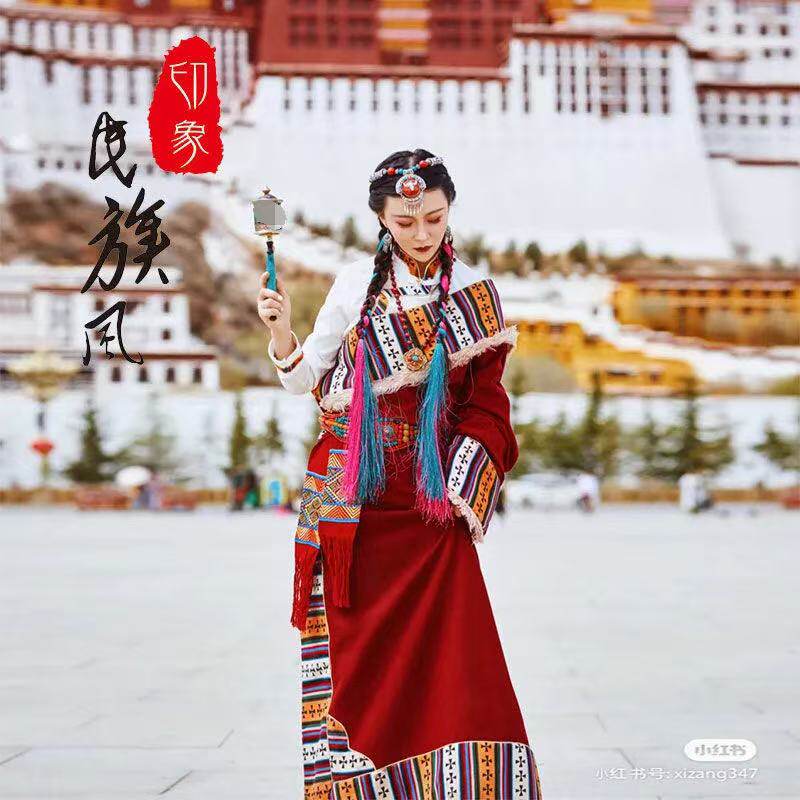 新款藏族服装女贵族藏袍西藏旅游少数民族风写真藏式舞蹈演出服饰