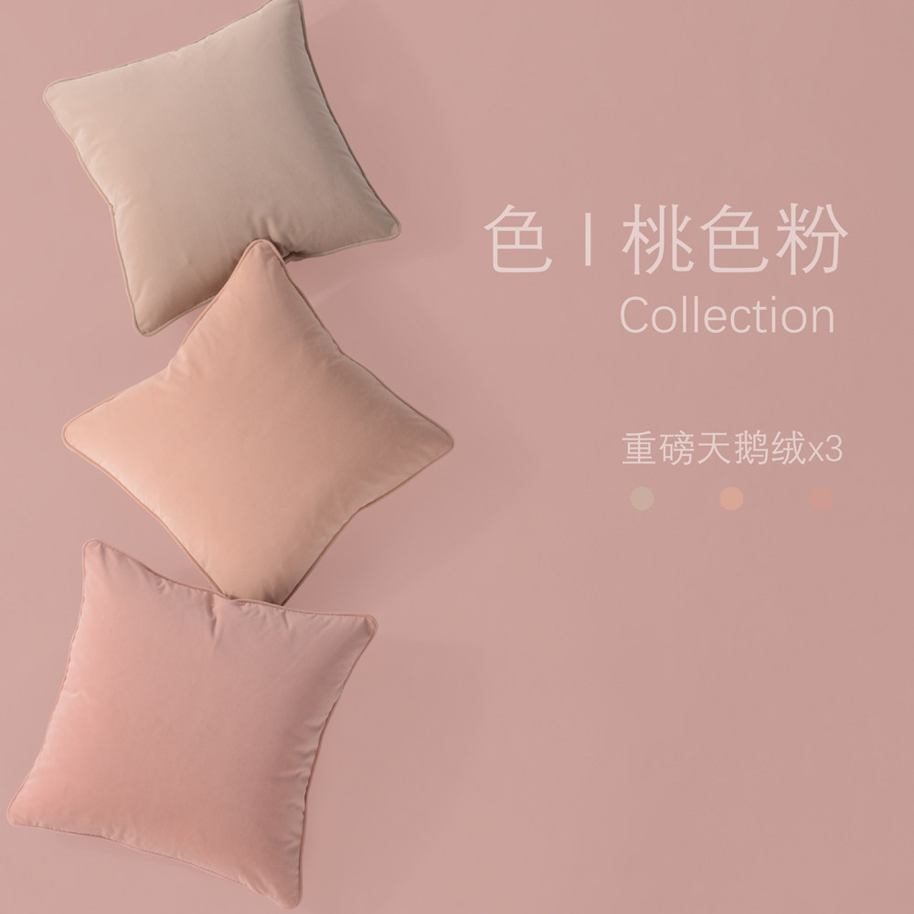 北欧轻奢简约靠垫纯色沙发头大靠背重磅天鹅绒客厅卧室床抱枕含芯