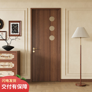 多色可定法式复古平开门卧室书房铝合金洞洞门胡桃木极窄平开门