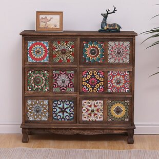 2026复古实木斗柜彩绘客厅储物柜抽屉式收纳柜阳台多层置物柜卧室