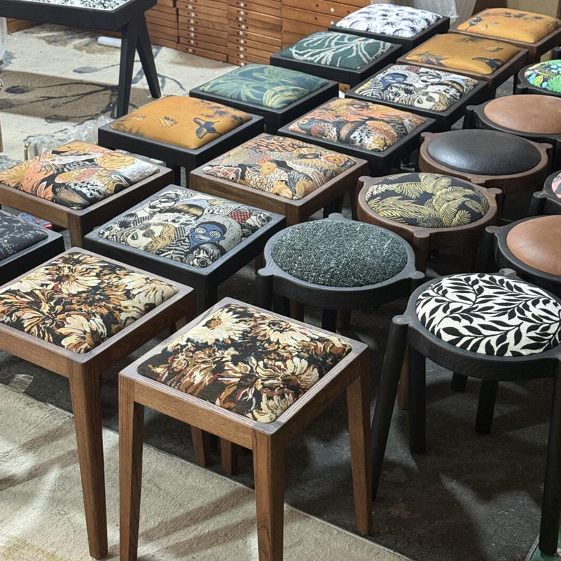 法式复古可叠放实木餐椅餐凳餐厅家用椅子中古风卧室化妆梳妆凳子
