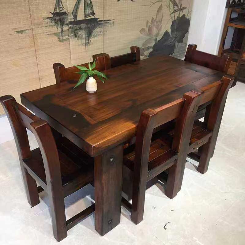 老船木实木餐桌椅组合干泡茶台