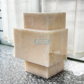 天然大理石白玉长方体卡扣拼接边几现代简约轻奢咖啡桌客厅茶几