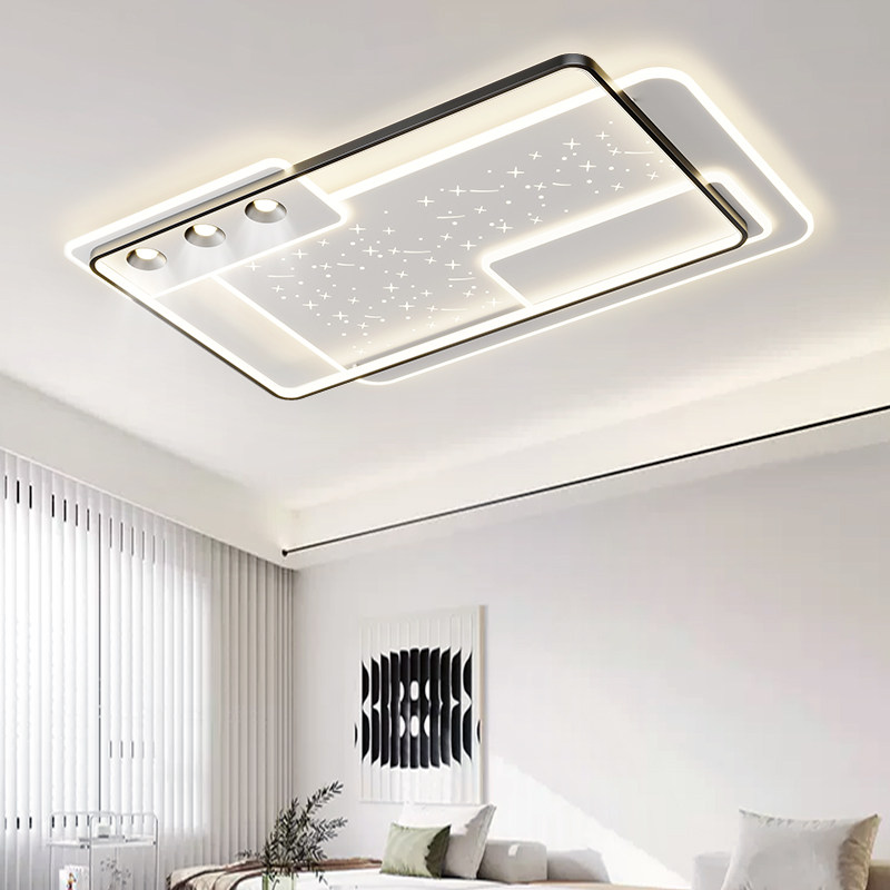 led现代客厅灯简约大气2024年新款卧室主卧吸顶灯带射灯智能控制