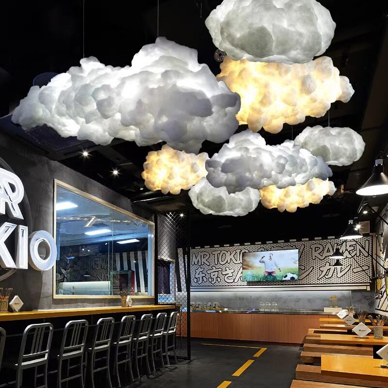 云朵灯吊灯服装店铺餐厅酒店大堂工程装饰云彩灯具创意棉花白云灯